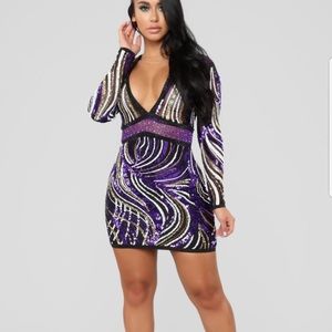 Fashion Nova Sequin Purple Dress NWT
